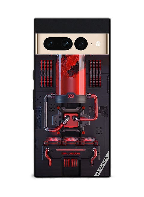 Protective Case Cover For Google Pixel 7 Pro Red X9 Design Multicolour