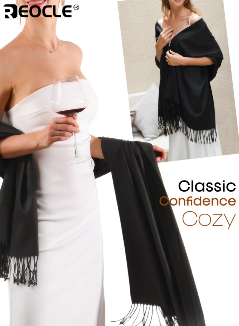 ريوكل وشاح نسائي من الباشمينه بتصميم طويل وكبير وميزة فستان المساء وشال زفاف مع دفء الشتاء للملابس الرسمية في الاحتفالات - Image 5