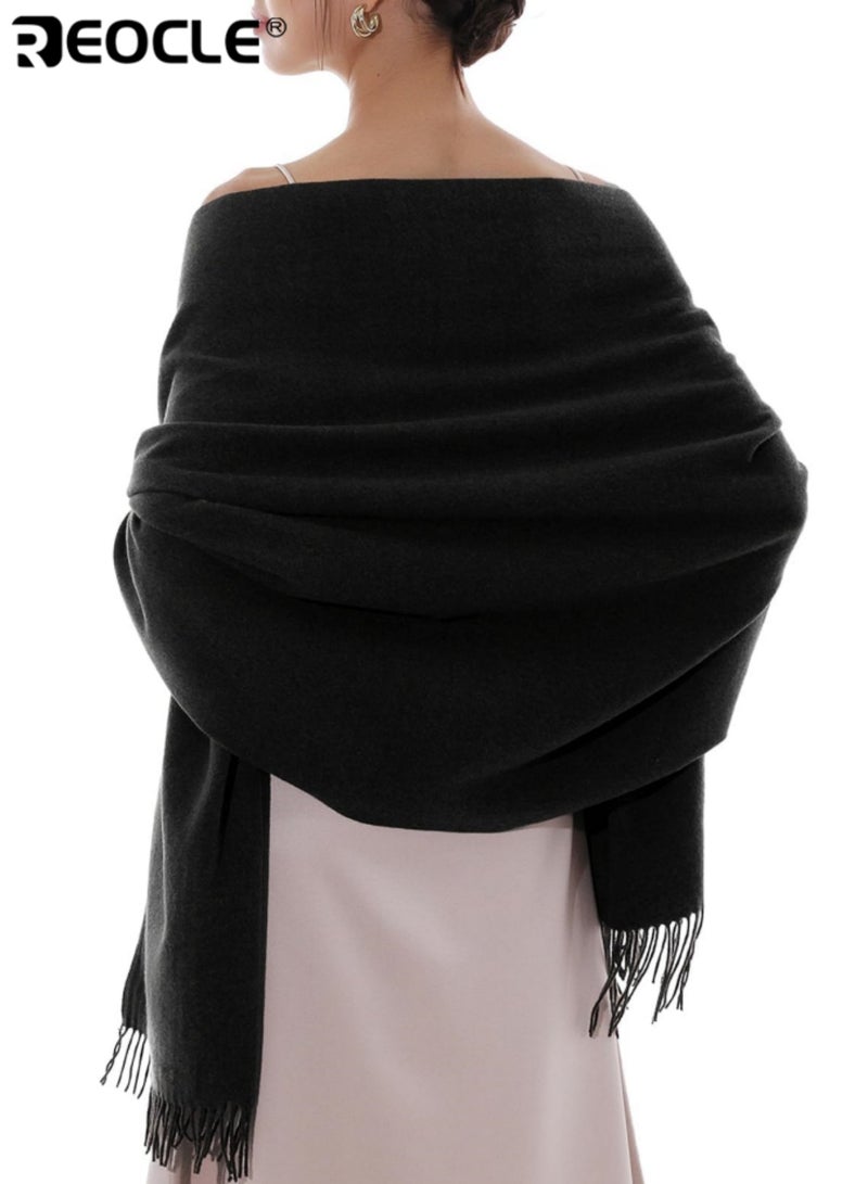 ريوكل وشاح نسائي من الباشمينه بتصميم طويل وكبير وميزة فستان المساء وشال زفاف مع دفء الشتاء للملابس الرسمية في الاحتفالات - Image 1