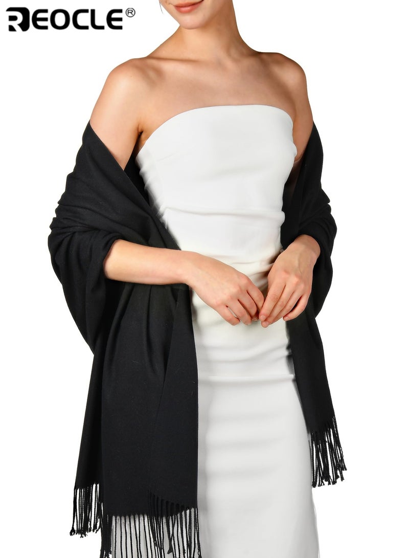 ريوكل وشاح نسائي من الباشمينه بتصميم طويل وكبير وميزة فستان المساء وشال زفاف مع دفء الشتاء للملابس الرسمية في الاحتفالات - Image 2