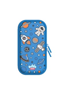Space Theme Pencil Case for Kids | Lightweight & Durable with Zipper Lock & Mesh Holder | Nursery & Primary School | 15.5x22x4 CM