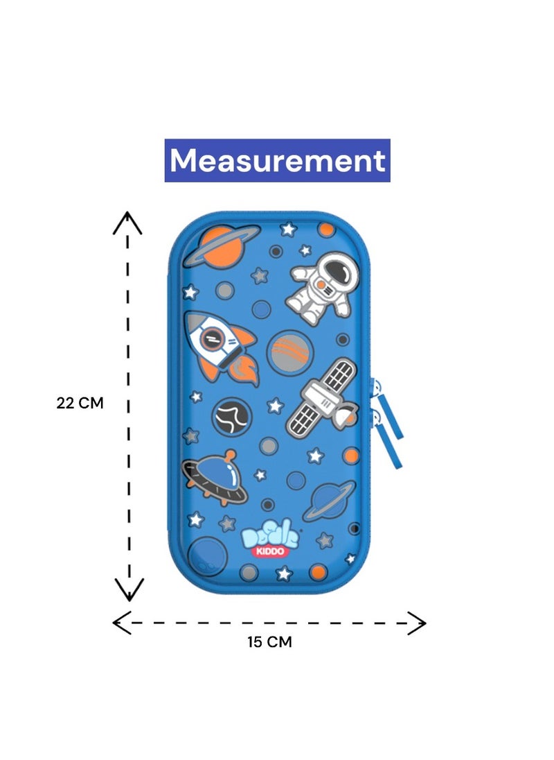 Doodle Kiddo - Space Theme Pencil Case for Kids | Lightweight & Durable with Zipper Lock & Mesh Holder | Nursery & Primary School | 15.5x22x4 CM - Image 1