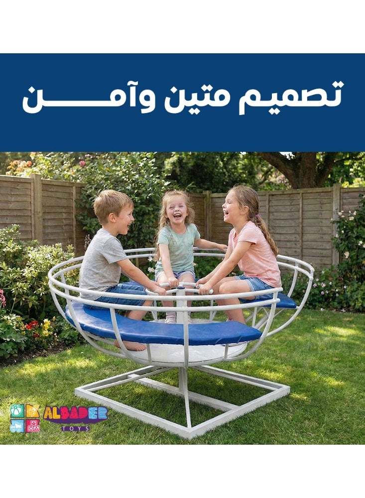 AL BADER Kids Spinner Merry Go Round 130 cm Diameter High Quality Iron Outdoor Playground Equipment Fun Active Play Safe Durable Rotating Carousel for Children Backyard Garden Schools Parks Recreational Areas Exciting Physical Activity Development Motor Skills Entertainment for Kids Family Fun Outdoor Toys, White - Image 4