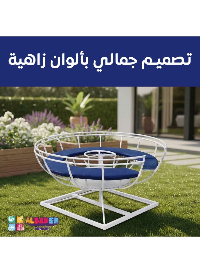 AL BADER Kids Spinner Merry Go Round 130 cm Diameter High Quality Iron Outdoor Playground Equipment Fun Active Play Safe Durable Rotating Carousel for Children Backyard Garden Schools Parks Recreational Areas Exciting Physical Activity Development Motor Skills Entertainment for Kids Family Fun Outdoor Toys, White - Image 2