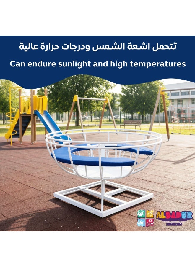 AL BADER Kids Spinner Merry Go Round 130 cm Diameter High Quality Iron Outdoor Playground Equipment Fun Active Play Safe Durable Rotating Carousel for Children Backyard Garden Schools Parks Recreational Areas Exciting Physical Activity Development Motor Skills Entertainment for Kids Family Fun Outdoor Toys, White - Image 3