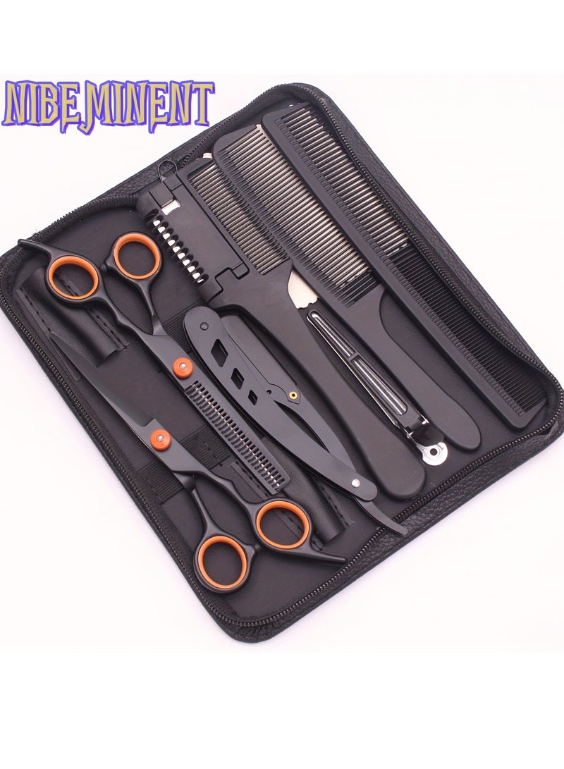 NIBEMINENT 6-inch hair cutting scissors hair cutting tool set. Hair cutting scissors set. Thinning scissors styling tool, shaver comb set, hair cutting comb, shaver, double-sided comb, apple comb - Image 2