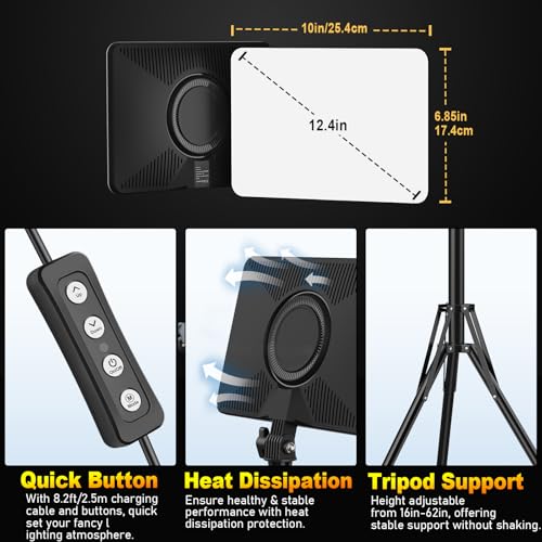 Anautin 30W Upgraded Photography Lighting Kit, Anautin 1-Pack LED Video Lighting for Video Recording, 3700Lux Studio Lights with Tripod Stand for Photography, Streaming, Gaming, Podcast, Filming, Vlogging - Image 5