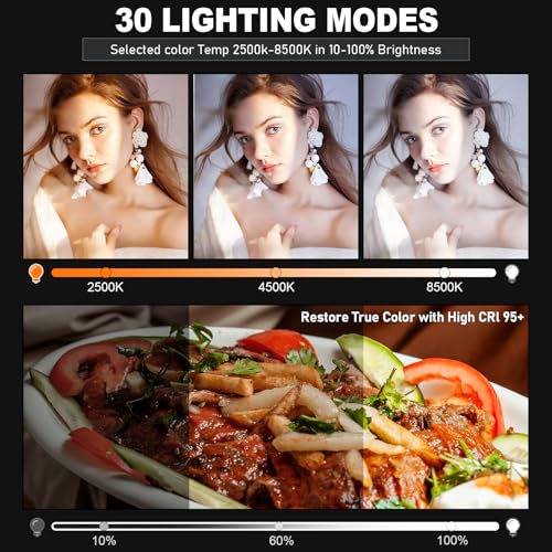 Anautin 30W Upgraded Photography Lighting Kit, Anautin 1-Pack LED Video Lighting for Video Recording, 3700Lux Studio Lights with Tripod Stand for Photography, Streaming, Gaming, Podcast, Filming, Vlogging - Image 3