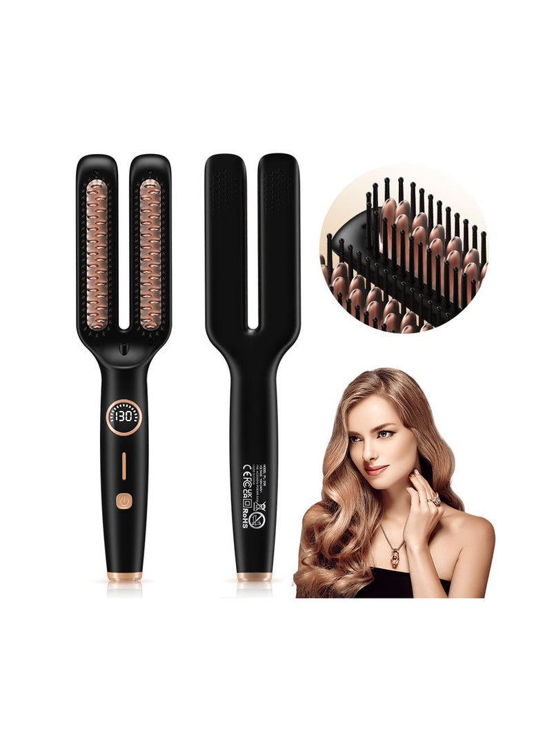 Captaintech Straightening Brush One-step Heated Straightener Flat Iron for Smooth Anti Frizz Hair Electric Brush Straightener - Image 1