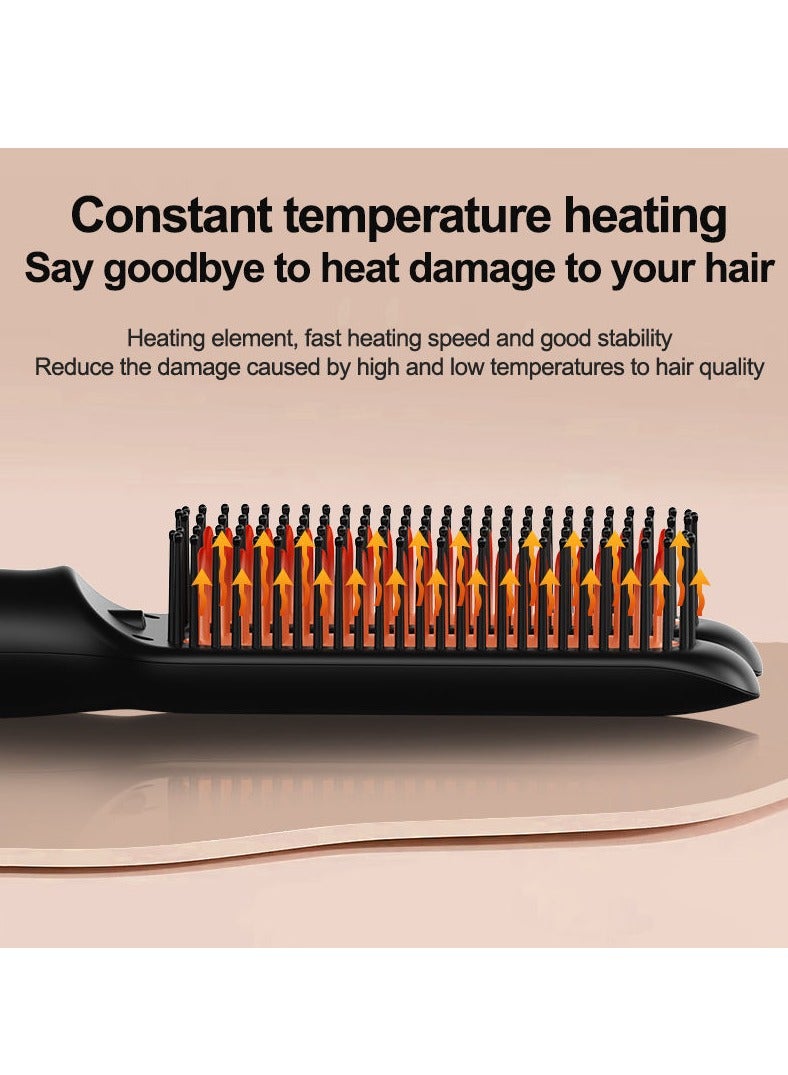 Captaintech Straightening Brush One-step Heated Straightener Flat Iron for Smooth Anti Frizz Hair Electric Brush Straightener - Image 2