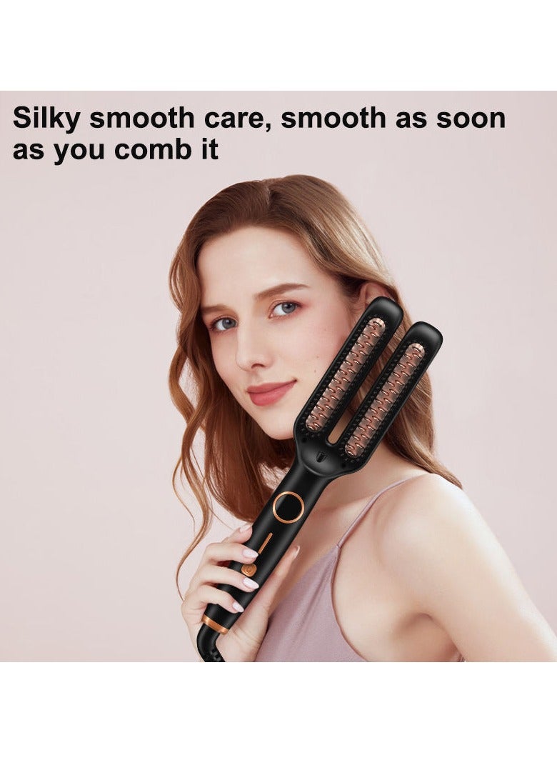 Captaintech Straightening Brush One-step Heated Straightener Flat Iron for Smooth Anti Frizz Hair Electric Brush Straightener - Image 3