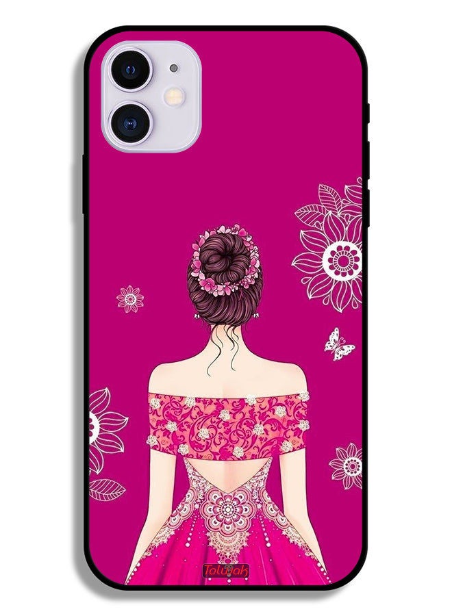 Tolwak جراب حماية لجهاز آيفون 11 من آبل برسومات فتاة وزهور - Image 2