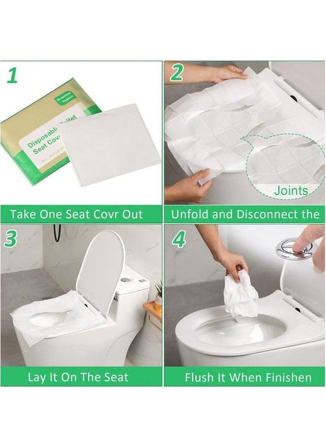 HOMESTAR 50 Pcs Flushable Disposable Toilet Seat Cover Set Clear  - Image 4