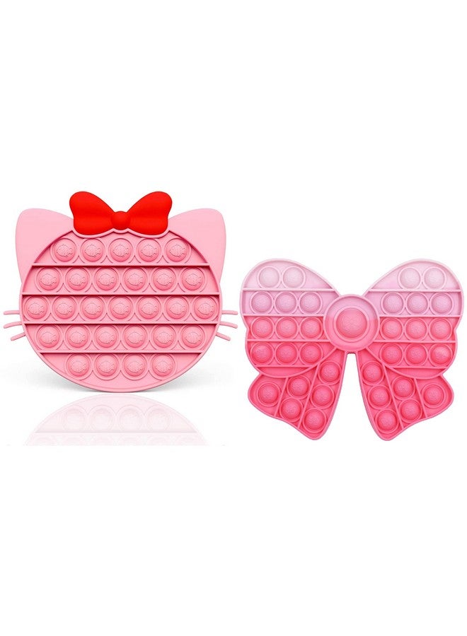 FunBlast Pop It - Popit Game, Poppet for Kids, Pop It Toy, Pop It Toys for Kids, Kitty with Bow Pop it Fidget, Pop It Fidget Toy, Pop It Big, Stress Relief Toys (Pack of 2 Pcs) - Image 1