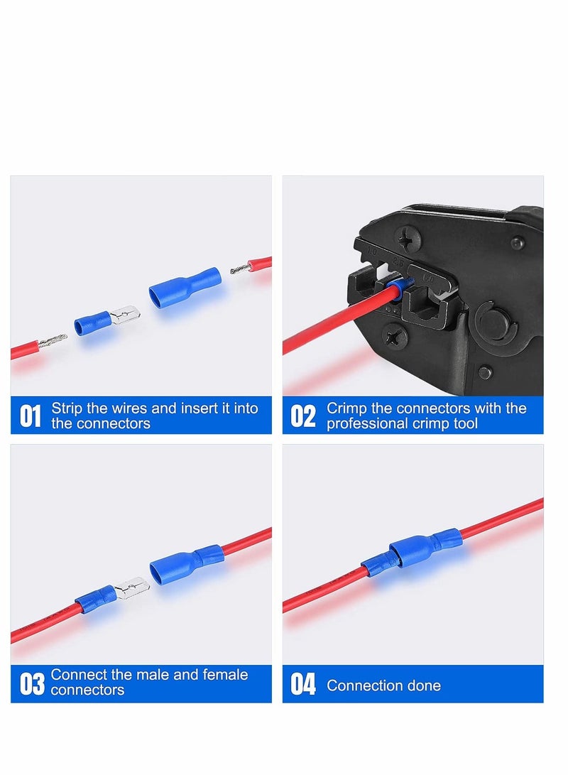 Nylon Spade Quick Disconnect Connectors Kit, 280pcs/set 2.8mm /4.8mm/6.3mm Male/Female Insulated Terminals Crimp Wire Connector - Image 4