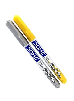 DOMS 2-Piece Metallic Brush Pens Silver And Gold  - Image 3