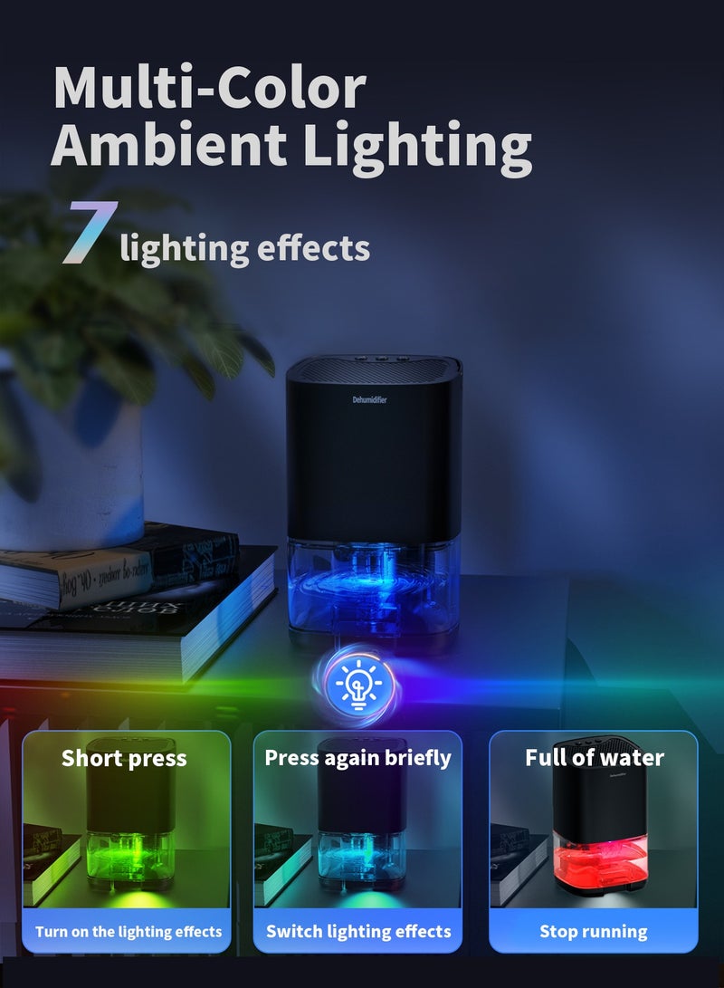 بكارنست مزيل رطوبة منزلي. خزان مياه بسعة 1000 مل، مناسب لغرف النوم والحمامات. يتميز بخاصية إزالة الرطوبة الذكية، وإضاءة RGB، وانخفاض مستوى الضوضاء، وثلاثة أوضاع مؤقت، مما يجعله مثالياً للاستخدام المنزلي. - Image 5