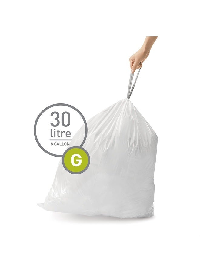 simplehuman Code G Custom Fit Drawstring Trash Bags in Dispenser Packs, 20 Count (Pack of 5), 30 Liter / 8 Gallon, White - Image 2