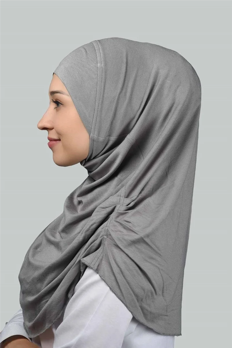 Altobeh Ready-made Turban Gathered Pleated Practical Scarf Hijab Hijab - Prayer Cover - Gray