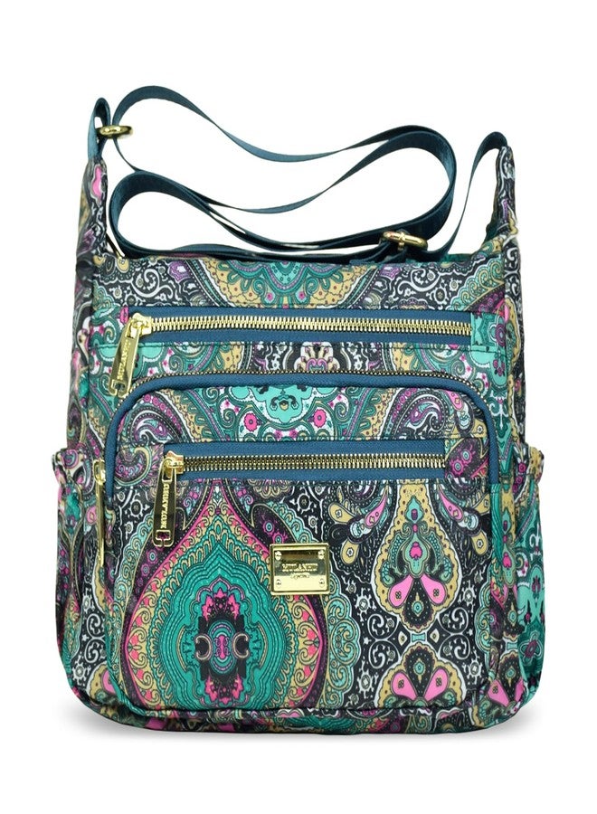 WITERY Crossboby Bag for Women - Waterproof Nylon Multi-Pocket Purse Floral Shoulder Bag Zipper Handbag Messenger Bag (style 4) - Image 1
