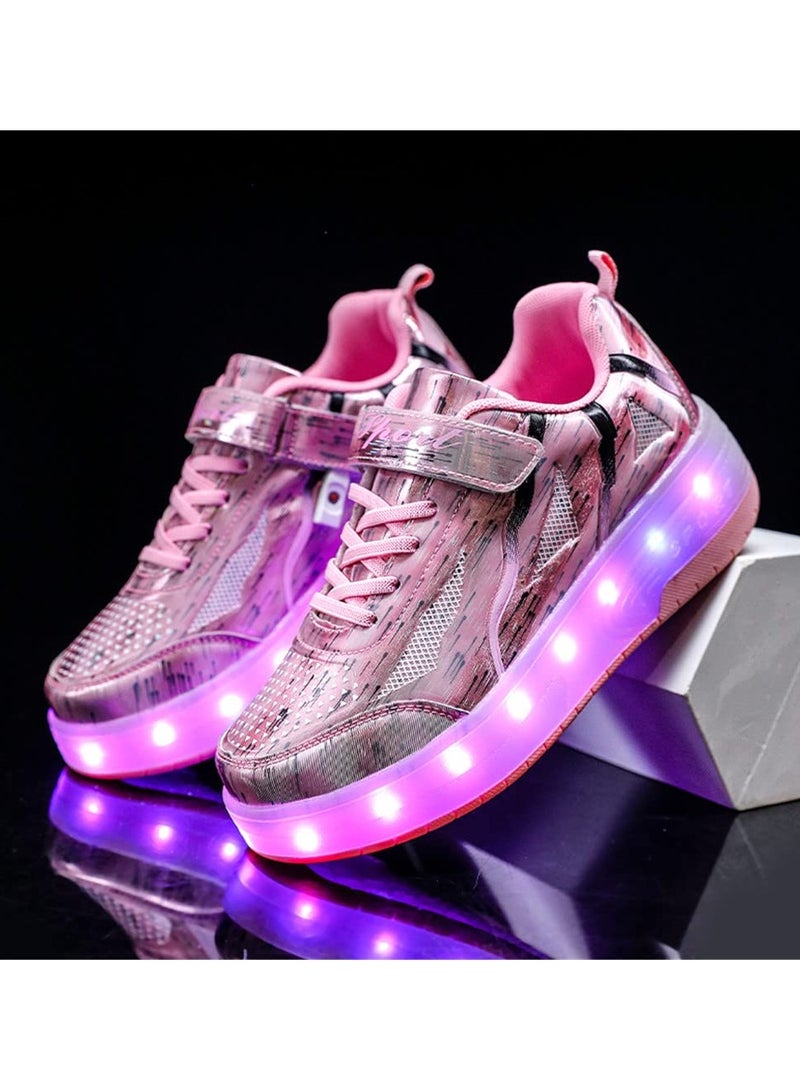Loquat LED Flash Light Sneaker Skate Shoes with Wheels USB Charging Roller Skates Shoes - Image 2