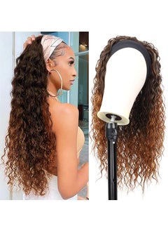 G&T Wig GT Wig Curly Headband Wigs for Black Women Wet and Wavy Headband Wig Ombre Blonde Curly Synthetic Wigs Glueless Heat Resistant Long Curly Wigs for Daily Wear 