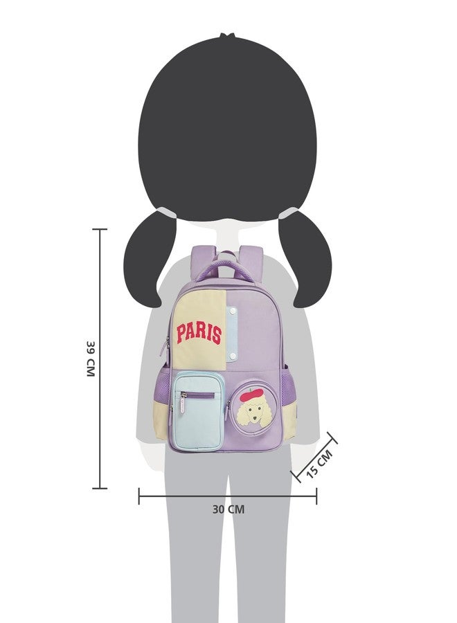 Mi Arcus Printed Casual Back Pack School Bag Side bottle holder and Front Pocket for Kids 4Y+ - Lavender 15.5 Inch - Image 3