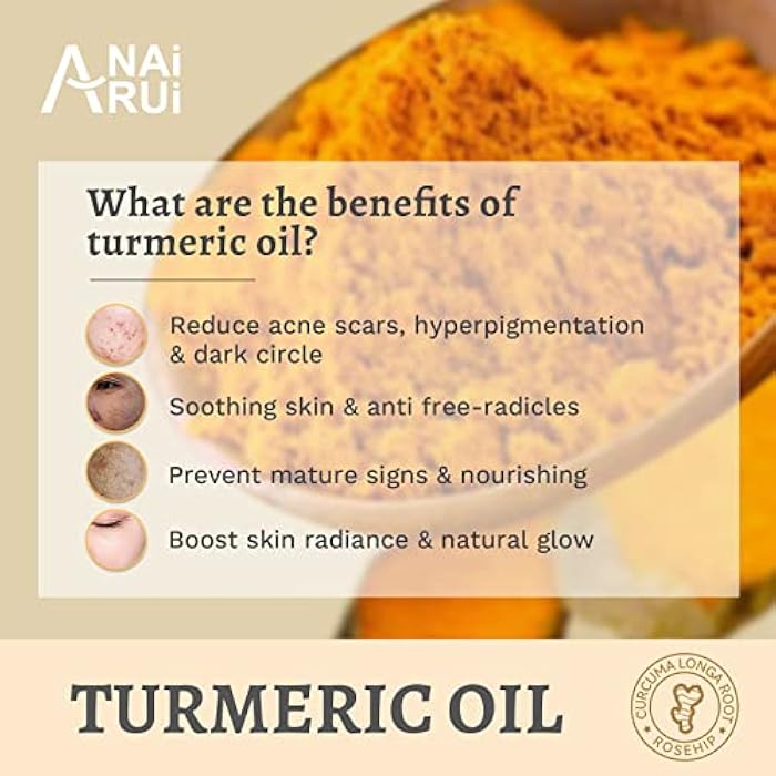 ANAI RUI Turmeric Face Oil, Facial Oils & Serum with Turmeric, Turmeric Skincare Oil for Dry Skin, Wrinkles, Acne, Evens Tone, Moisturizing Face Oil 1.06OZ - Image 5