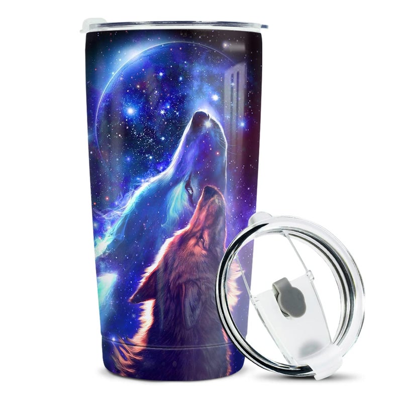 winorax Wolf Tumbler Wolves Gifts For Women Men Wolf Cup 20oz Stainless Steel Insulated Coffee Travel Mug Cup Tumblers Equestrian Gifts For Birthday Christmas
