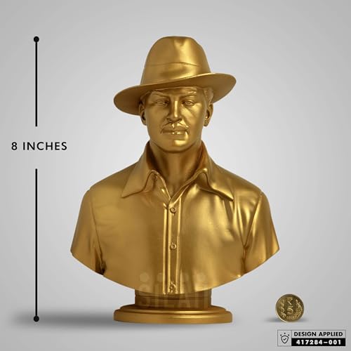 SILAII Bhagat Singh Bust Sculpture (Gold, 8 Inch) - Image 2