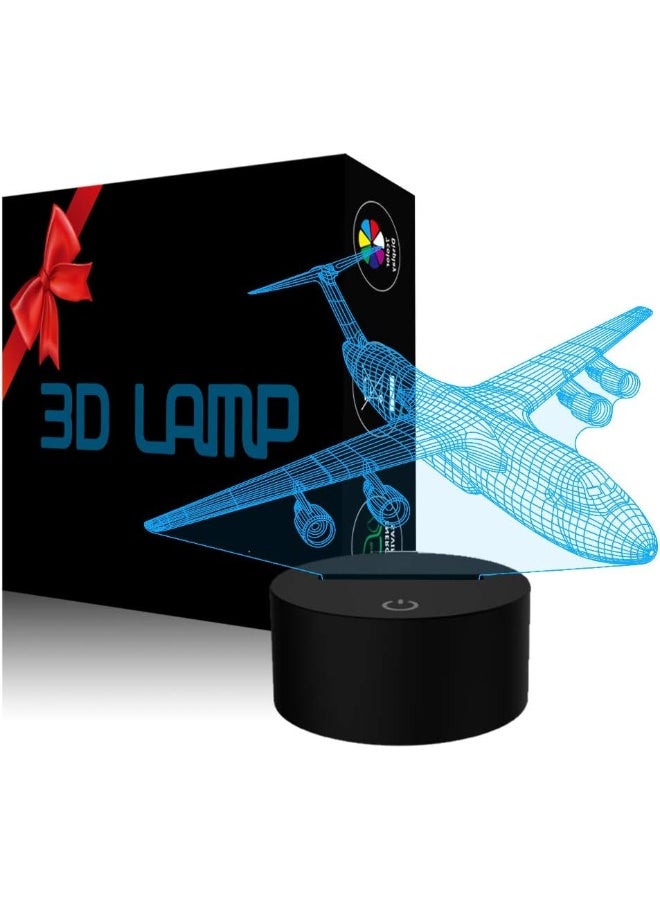 YKLWORLD Airplane Night Light 3D Plane Illusion Lamp 7 Color Changing Touch Control with USB Cable LED Fighter Toy Table Desk Decor Lamps for Men Boys Kids Christmas Birthday Gifts - Image 1