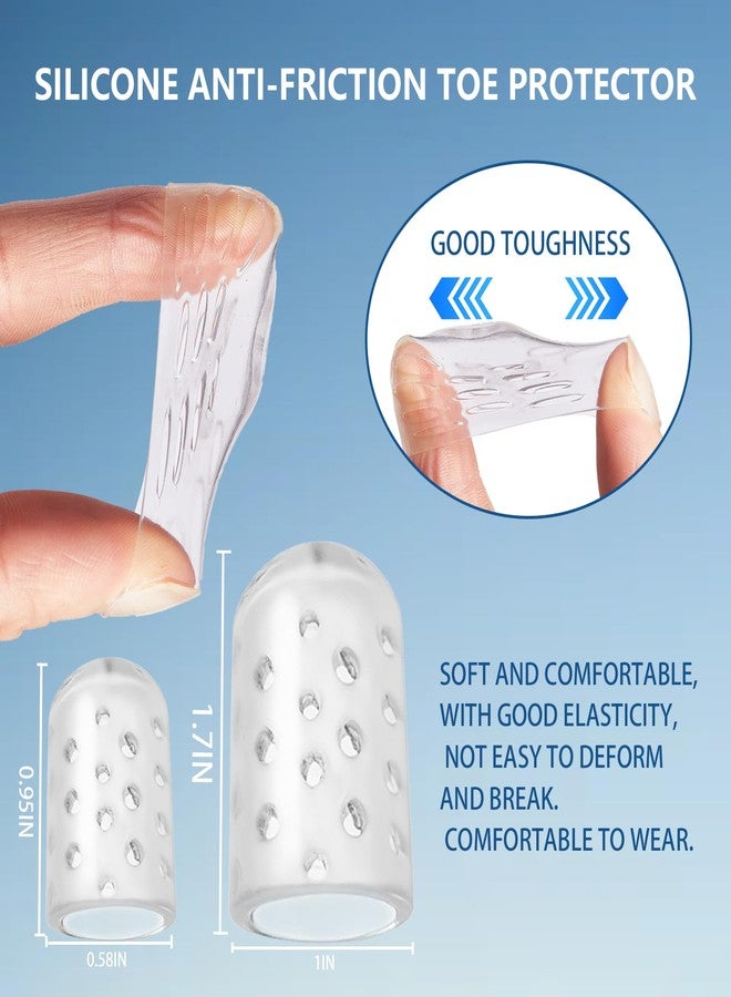 DMwespe 30 Pcs Anti-Friction Silicone Toe Protector, Breathable Soft Clear Gel Toe Covers Caps Guards for Men Women, Toe Sleeves for Corns, Blisters and Pain Relief, 6 Pcs Big Size + 24 Pcs little Size - Image 4