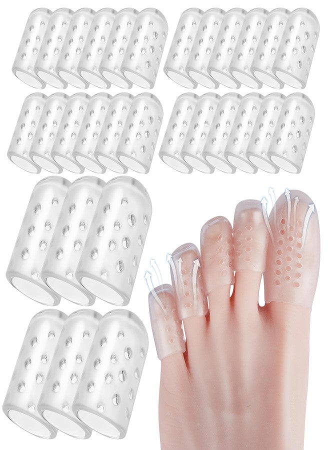 DMwespe 30 Pcs Anti-Friction Silicone Toe Protector, Breathable Soft Clear Gel Toe Covers Caps Guards for Men Women, Toe Sleeves for Corns, Blisters and Pain Relief, 6 Pcs Big Size + 24 Pcs little Size - Image 1