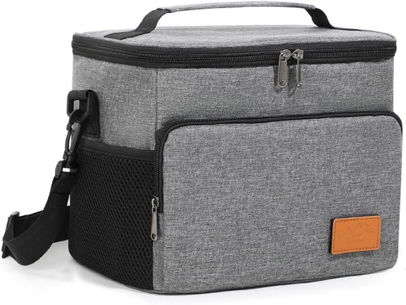 IraXpro Light durable upgraded substance Lunch Bag Insulated Lunch Box Large Portable Cooler Tote bag for Men Women Adult,Shoulder Handbag with Adjustable Strap,Leak and Waterproof,for Office,Picnic,Outdoor,Beach,Fishing (Gray, 10L) Cross-material combo compatible - Image 1