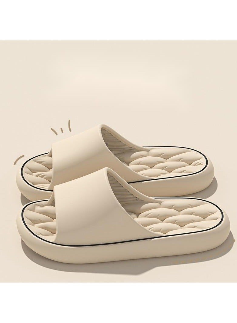 Breathable Slippers Lndoor Non-Slip Slippers For Men And Women's Bathroom Leaky Slippers Do Not Smell Khaki - Image 1