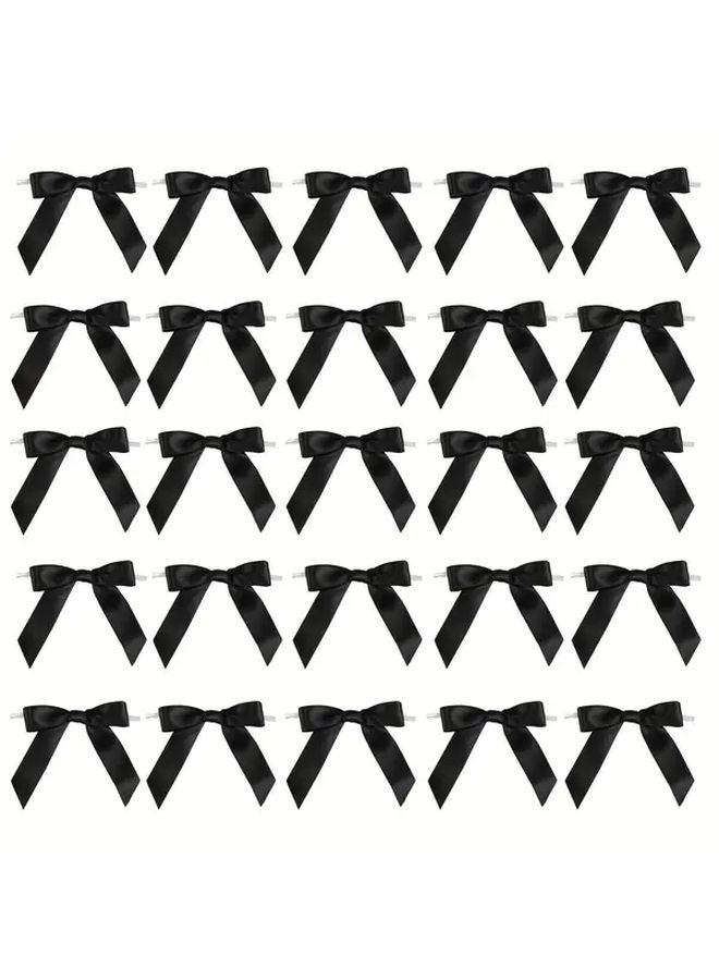 10pcs Glossy Black Satin Ribbon Bows Self Stick Adhesive For Gift Wrapping Wedding Party Decorations - Image 5