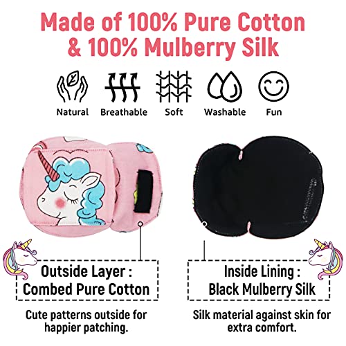 Astropic 3D Cotton & Silk Eye Patch for Kids | Girls Eye Patch for Glasses | Medical Eyepatch for Children with Lazy Eye (Blue Unicorn, Left Eye) - Image 3