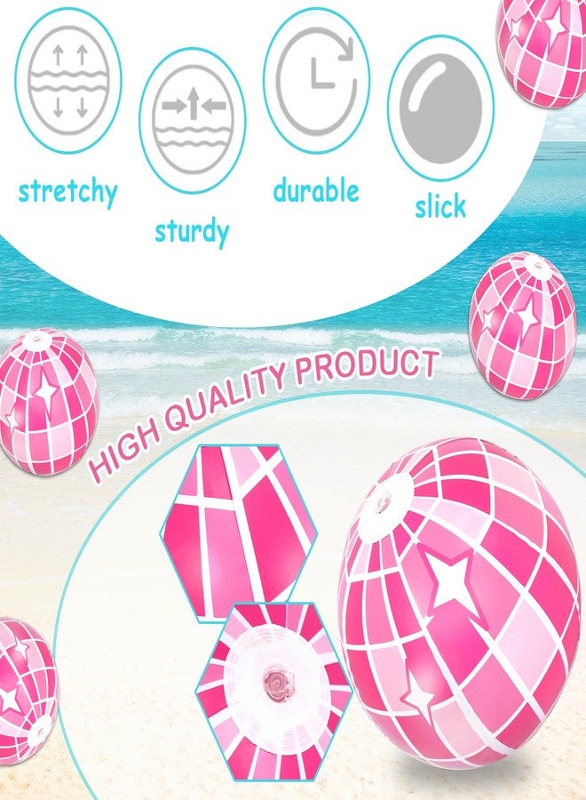 Whaline 16Pcs Disco Inflatable Beach Ball 16'' Pink Pool PVC Balls Cute Game Toys for Summer Beach Disco Party Decor - Image 5