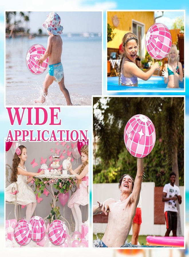 Whaline 16Pcs Disco Inflatable Beach Ball 16'' Pink Pool PVC Balls Cute Game Toys for Summer Beach Disco Party Decor - Image 4