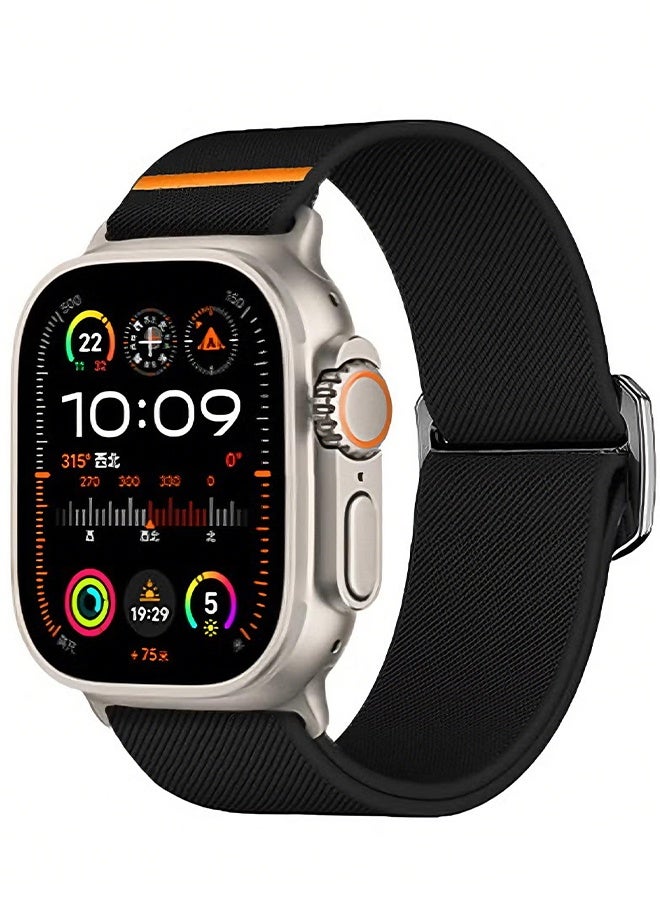 Happy D Soft Nylon Elastic Braided Strap, Smart Watch Watchband for Apple Watch Ultra 2, Apple Watch Series 11/10/9/8/7/6/5/4/3 Black, 42/44/45/46/49mm - Image 2