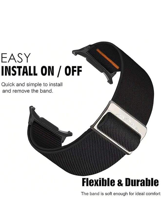 Happy D Soft Nylon Elastic Braided Strap, Smart Watch Watchband for Apple Watch Ultra 2, Apple Watch Series 11/10/9/8/7/6/5/4/3 Black, 42/44/45/46/49mm - Image 3