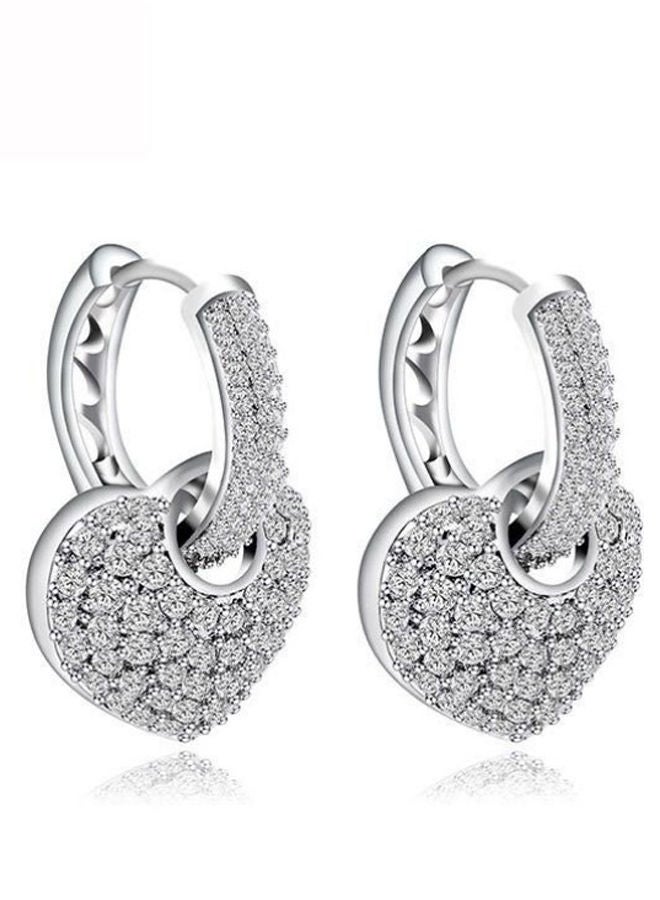 NIBEMINENT Rhodium Plated Cubic Zirconia Dangle Earrings  - Image 1