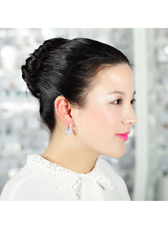 NIBEMINENT Rhodium Plated Cubic Zirconia Dangle Earrings  - Image 3