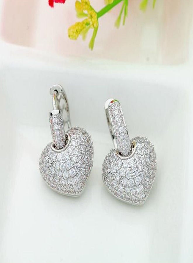 NIBEMINENT Rhodium Plated Cubic Zirconia Dangle Earrings  - Image 2