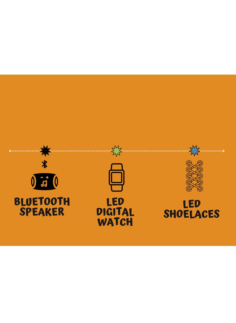 Skechers Kids Bluetooth Speaker with Multi-Function LED Alarm Clock - Wireless, Dual Alarms, Mobile Phone Holder, and Long Battery Life