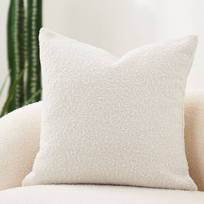 BOUCLE PILLOW COVERS 24X24 LUXURY THROW PILLOW COVERS DECORATIVE PILLOWS FOR BED SOFA PILLOWS FOR LIVING ROOM ACCENT COUCH PILLOWS SOFT CUSHION CASE 1PC IVORY