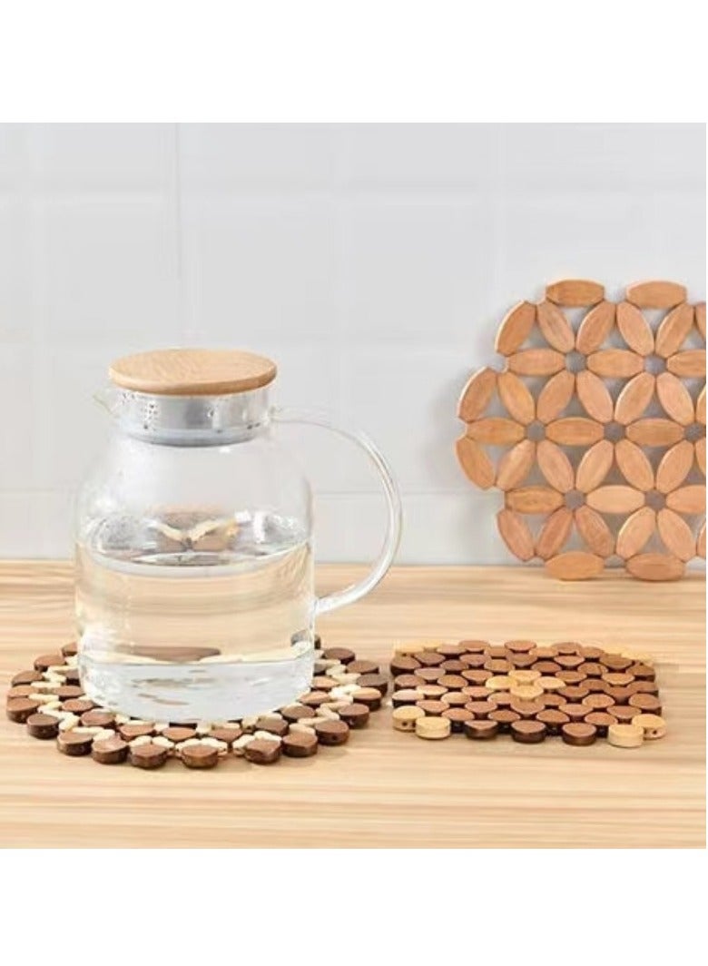 2pcs, Bamboo Coasters, Heat Insulation Mat, Simple Style Solid Color Coasters, Washable Placemat, Anti-scalding Non-slip Table Mat, Kitchen Supplies, Car Coaster, Room Decor  - Image 2