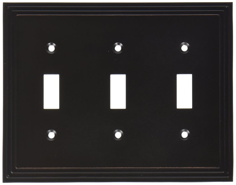 Amerelle Steps Triple Toggle Cast Metal Wallplate in Aged Bronze