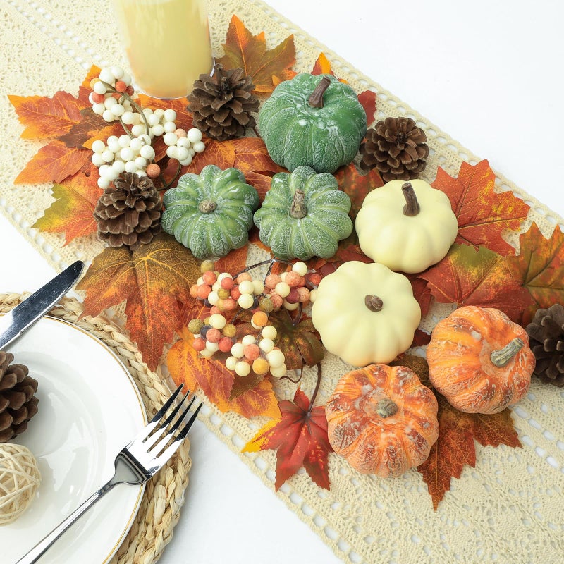 Ghrdopy 15 PCS Mini Pumpkin Decor - Plastic Pumpkins Fall Decor for Halloween Thanksgiving Artificial Pumpkins Fall Home Decor - Image 2