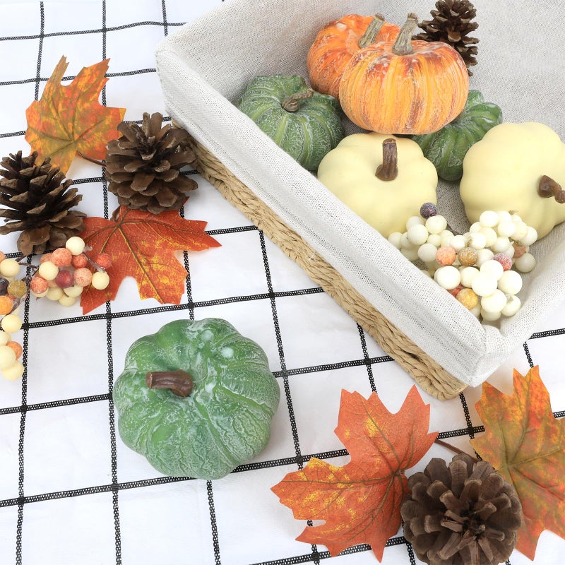 Ghrdopy 15 PCS Mini Pumpkin Decor - Plastic Pumpkins Fall Decor for Halloween Thanksgiving Artificial Pumpkins Fall Home Decor - Image 3